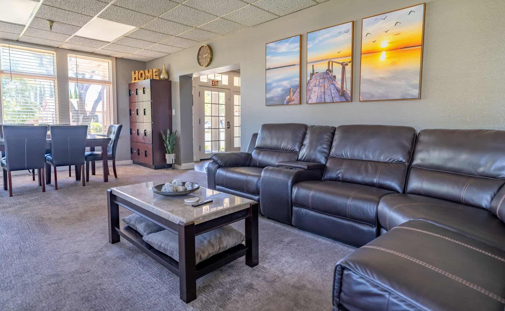 Living room at Sierra's residential rehab in Concord, CA.