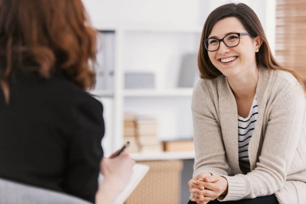 A woman enjoys ACT therapy in California.